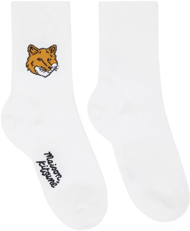 Чорапи MAISON KITSUNÉ Fox Head Socks Бяло | MM06402KT0010P100, 0