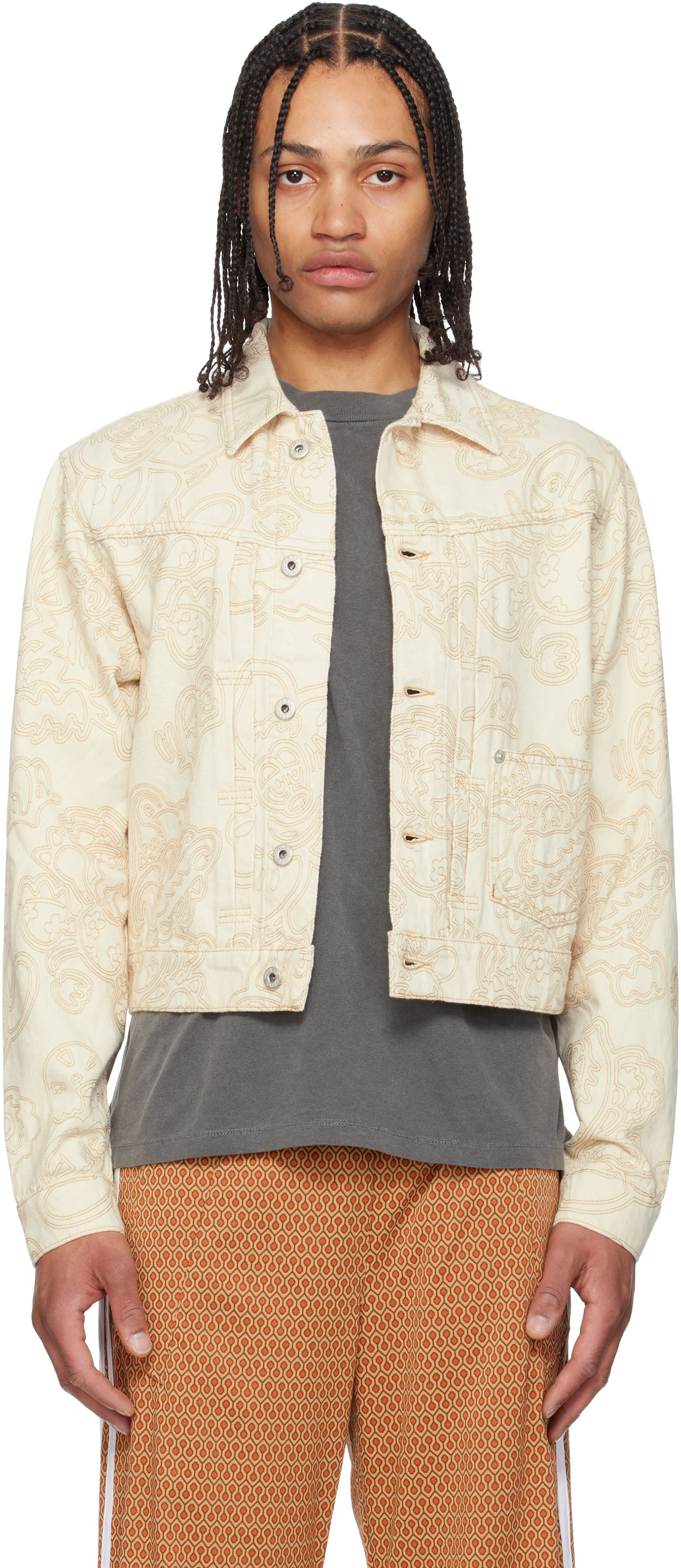 Яке KENZO Kenzo Paris VERDY Edition Embroidered Trucker Jacket Бежово | FF55DV3096W1, 0