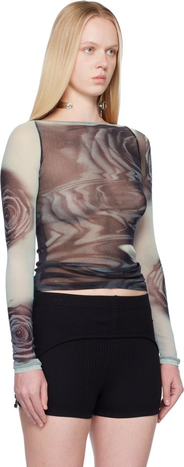 Тениска Jean Paul Gaultier Jean Paul Gaultier Blurry Roses Mesh Long-Sleeve Top Многоцветен | 25/04-W-TO352-M011P-010200, 4