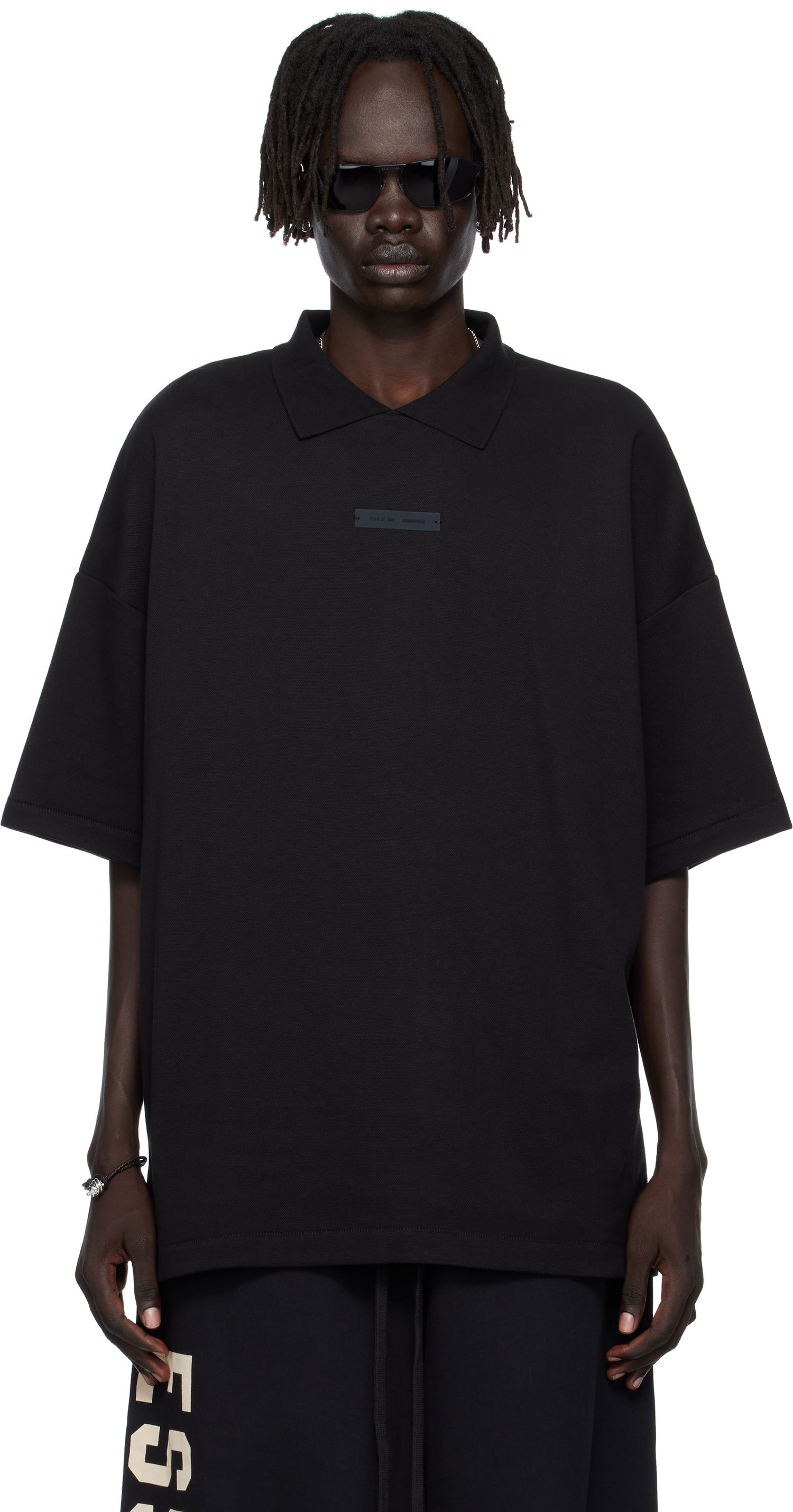 Поло тениска Fear of God ESSENTIALS 90s Fit Piqué Polo Черно | 125SP254400F, 0