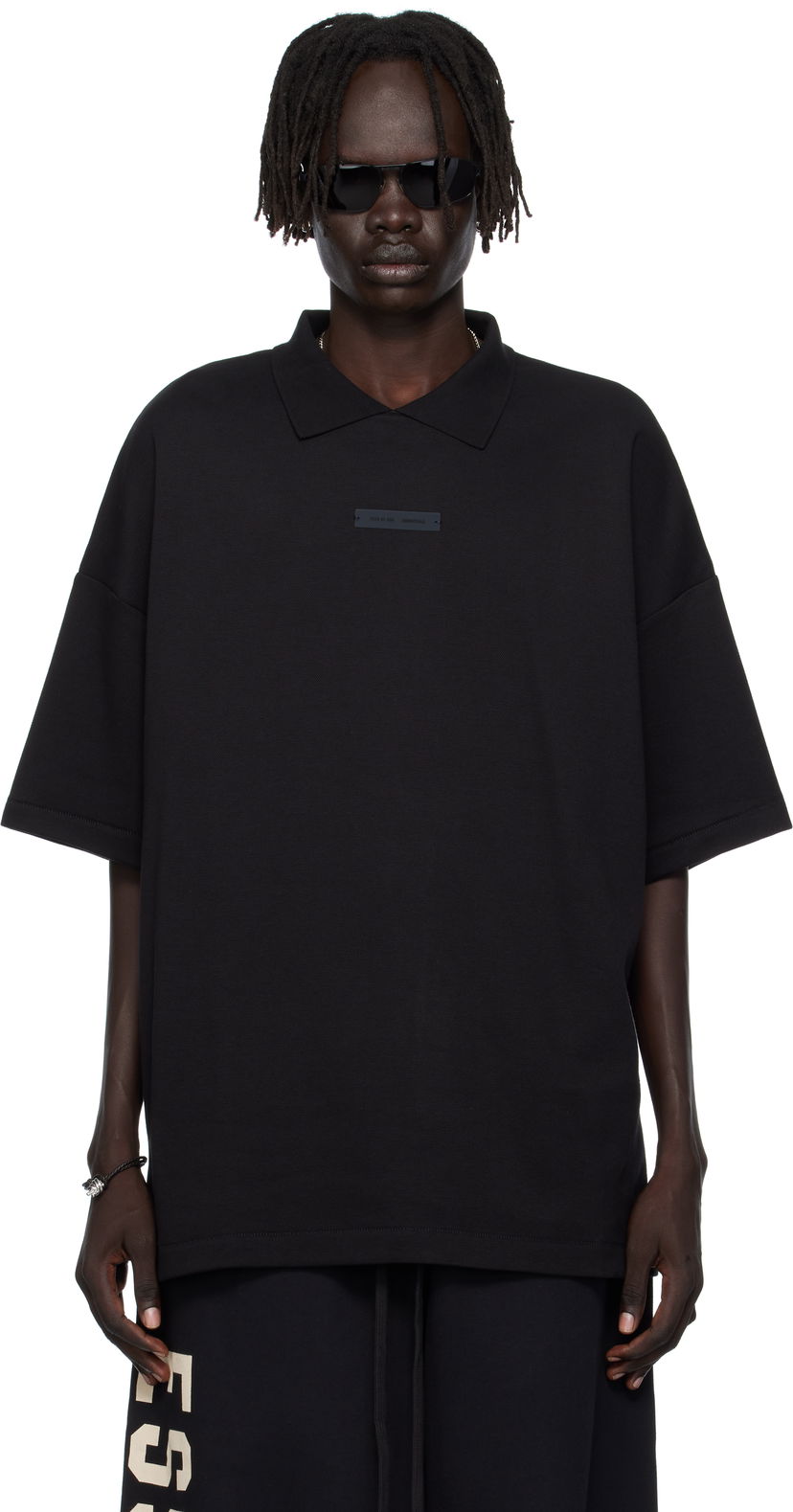 Поло тениска Fear of God ESSENTIALS 90s Fit Piqué Polo Черно | 125SP254400F