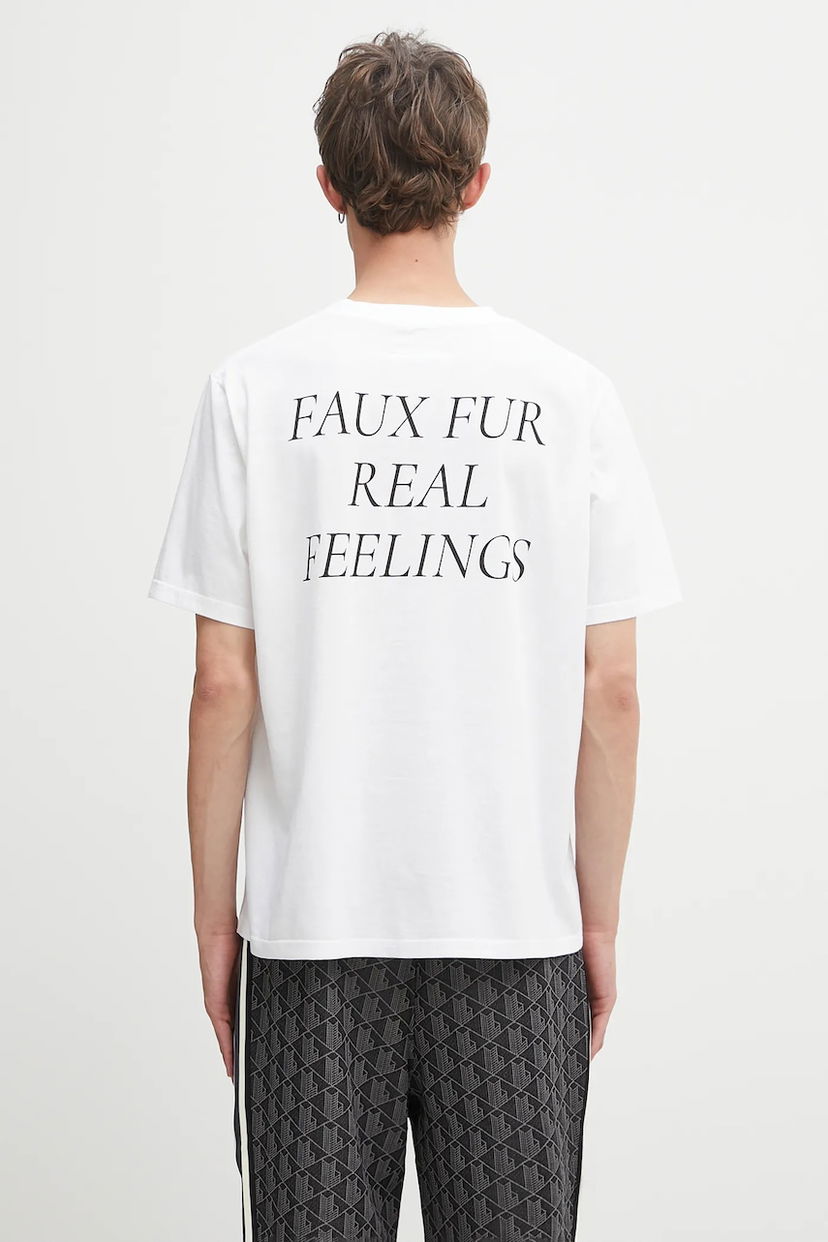 Тениска Maison Margiela MM6 Maison Margiela Faux Fur Real Feelings Graphic T-Shirt Бяло | SH2GC0031.M20048.100