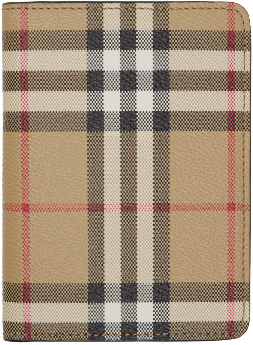 Портфейл Burberry Check Passport Holder Бежово | 8073975, 0