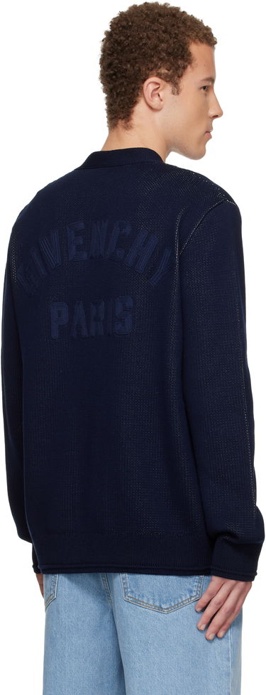 Пуловер Givenchy V-Neck Knitted Cardigan with Pockets Тъмно синьо | BMK00X4YNX499, 2