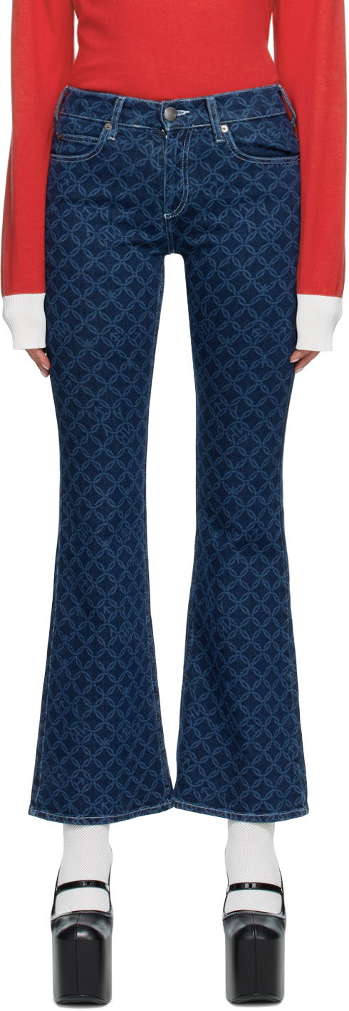 Дънки Charles Jeffrey Loverboy Indigo Patterned Flare Jeans Синьо | ETCDEN