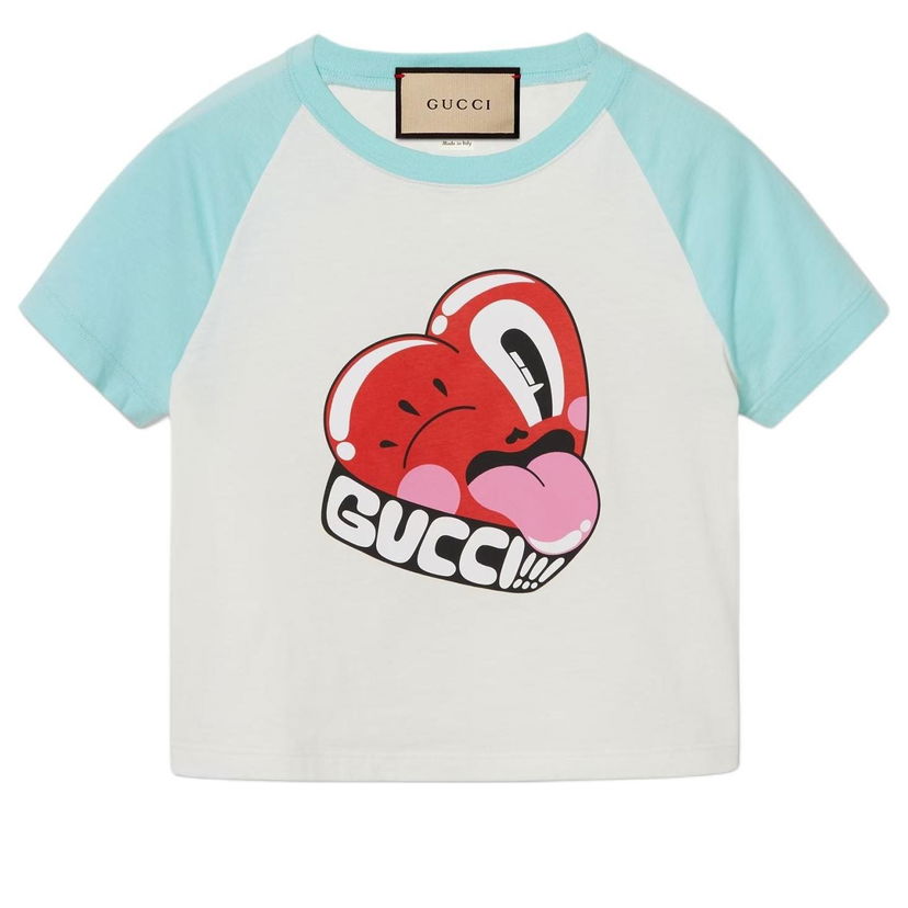 Тениска Gucci Cotton Jersey Short Sleeved T-Shirt With Print Бяло | 768183-XJGHN-9095