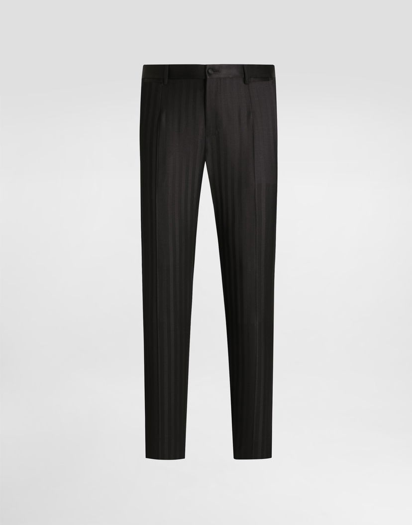 Панталони Dolce & Gabbana Wool Pekin Jacquard Trousers Черно | GYA5MTFR226N0000
