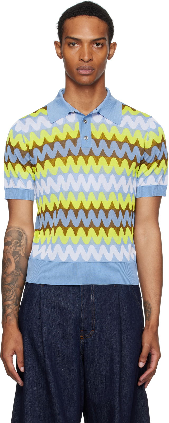 Versace Wave Knit Polo