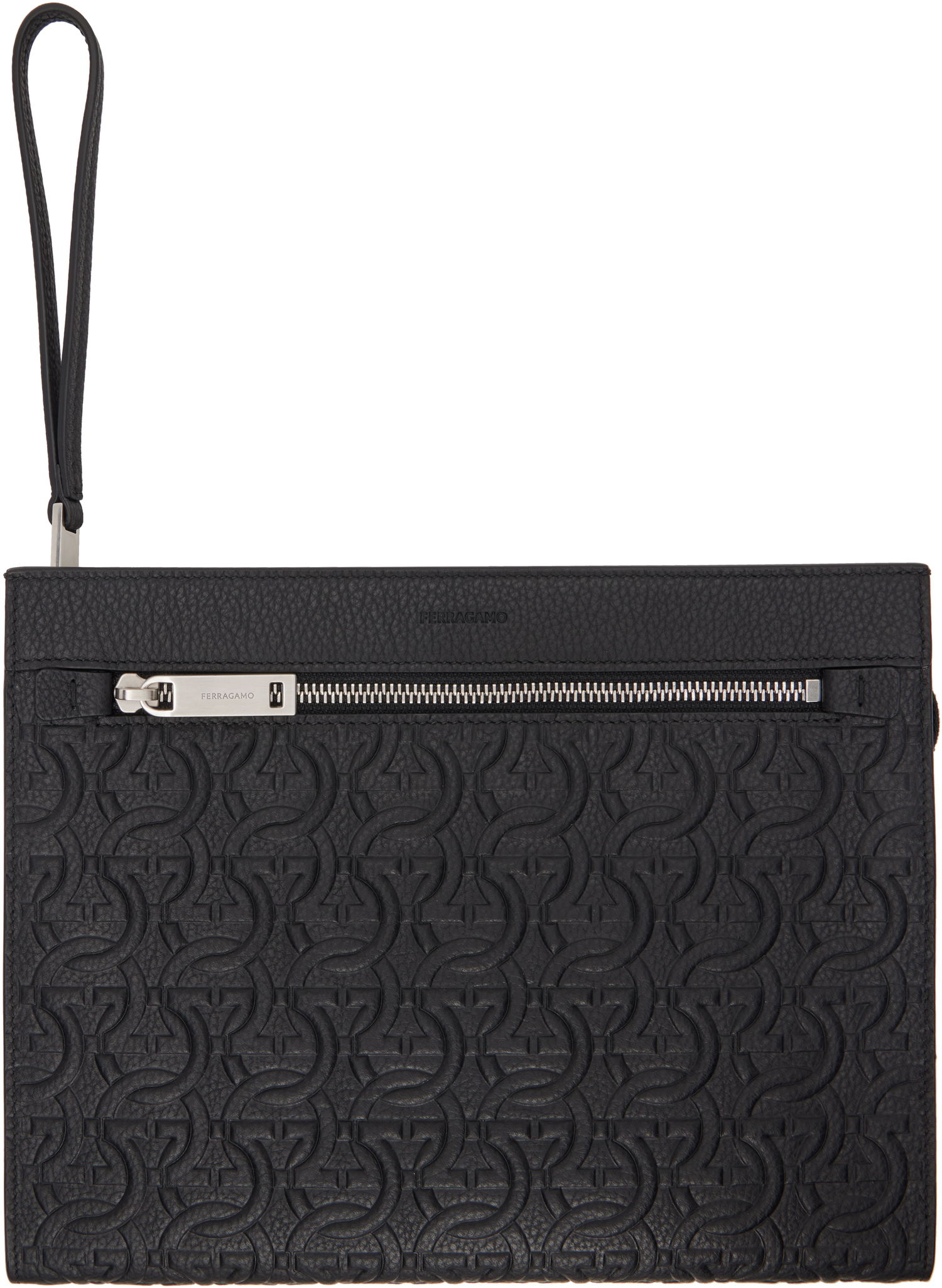 Портфейл FERRAGAMO Ferragamo Embossed Gancini Pouch Черно | 769481, 0