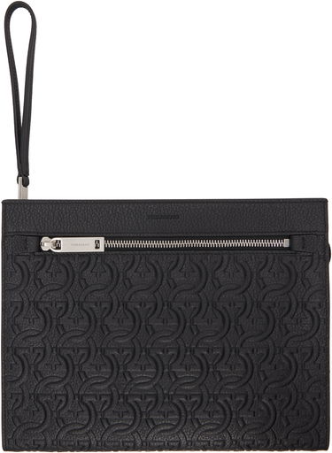 Портфейл FERRAGAMO Ferragamo Embossed Gancini Pouch Черно | 769481, 0