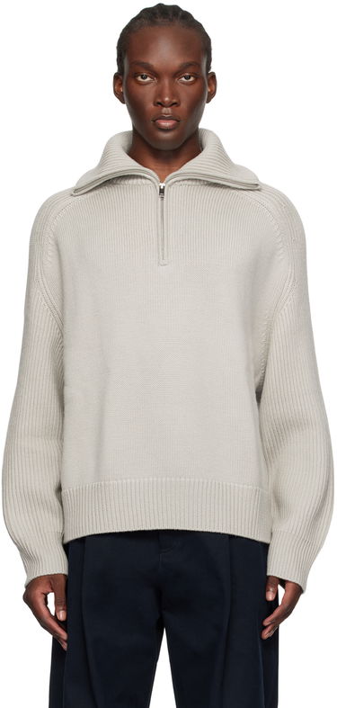Пуловер Studio Nicholson Studio Nicholson Level Half-Zip Knit Sweater Сиво | LEVEL SNM - 1231, 0
