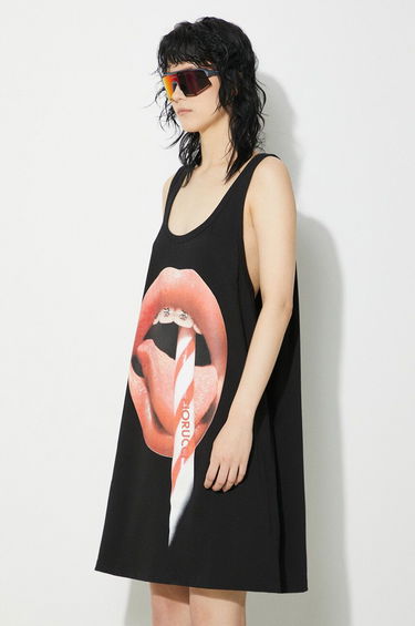 Потник Fiorucci Fiorucci Oversize Mini Tank Dress with Mouth Print Черно | W01FPDTA111CO01BK01, 3