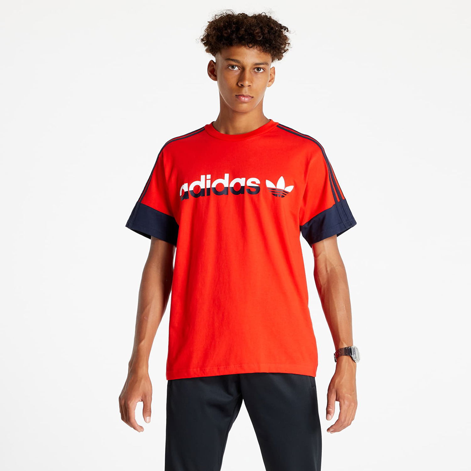 Тениска adidas Originals 3 Stripe Split Tee Червено | H31274, 0