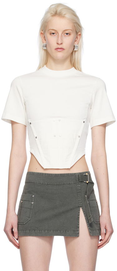 Съкратен топ Dion Lee Dion Lee Workwear Corset T-Shirt Бяло | C3167PS24, 0