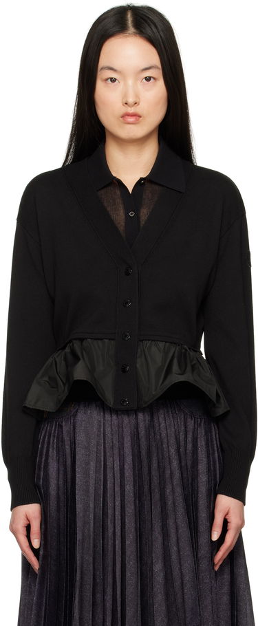 Пуловер Moncler Moncler Cotton, Cashmere & Silk Peplum Cardigan Черно | K10939B00038M4066, 0