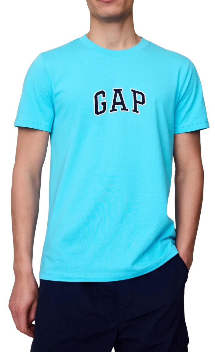 Тениска GAP Short Sleeve Crew Neck T-Shirt New Arch Logo Тюркоазено | 570044-38