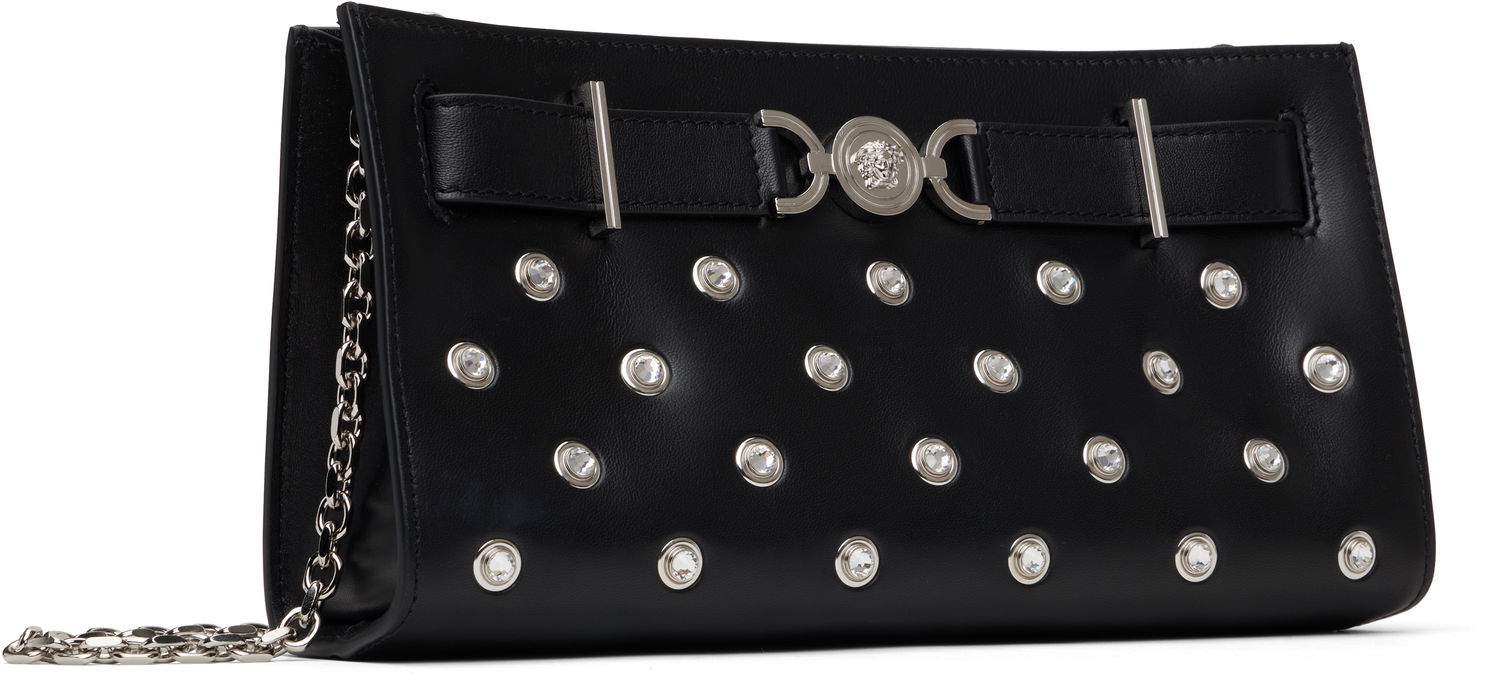 Дамска чанта Versace Versace Lamb Leather Crystal-Embellished Clutch Черно | 1015798_1A13490_1B00P, 1