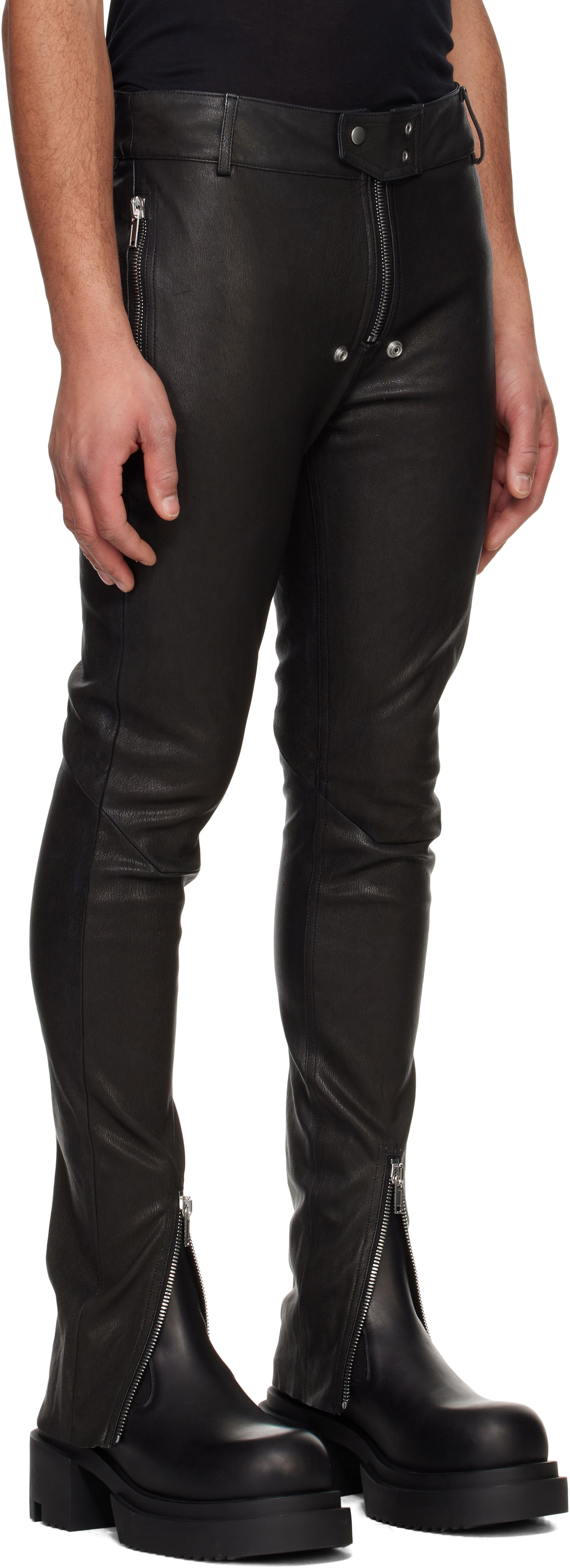 Панталони Rick Owens Rick Owens Tyrone Bela Leather Pants Черно | RU01E5394 LSG, 1