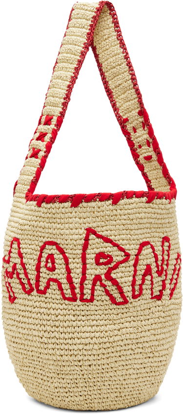 Голяма пазарска чанта Marni Nassa Medium Woven Raffia-Effect Tote with Red Embroidery Многоцветен | SBMP0256A0 P8561, 0