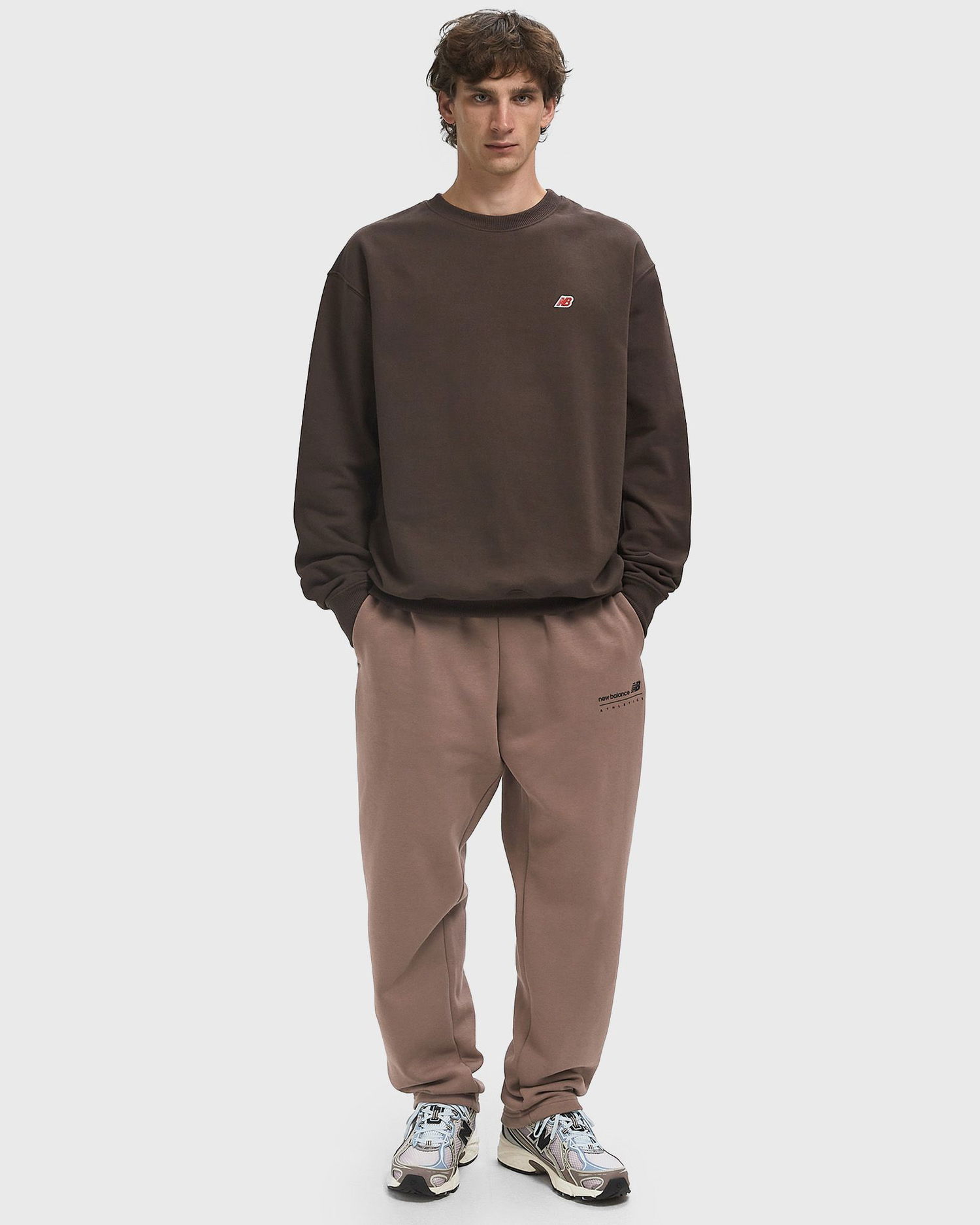 Суитчър New Balance Core Crewneck Sweatshirt Кафяво | MT43541-RHE, 1