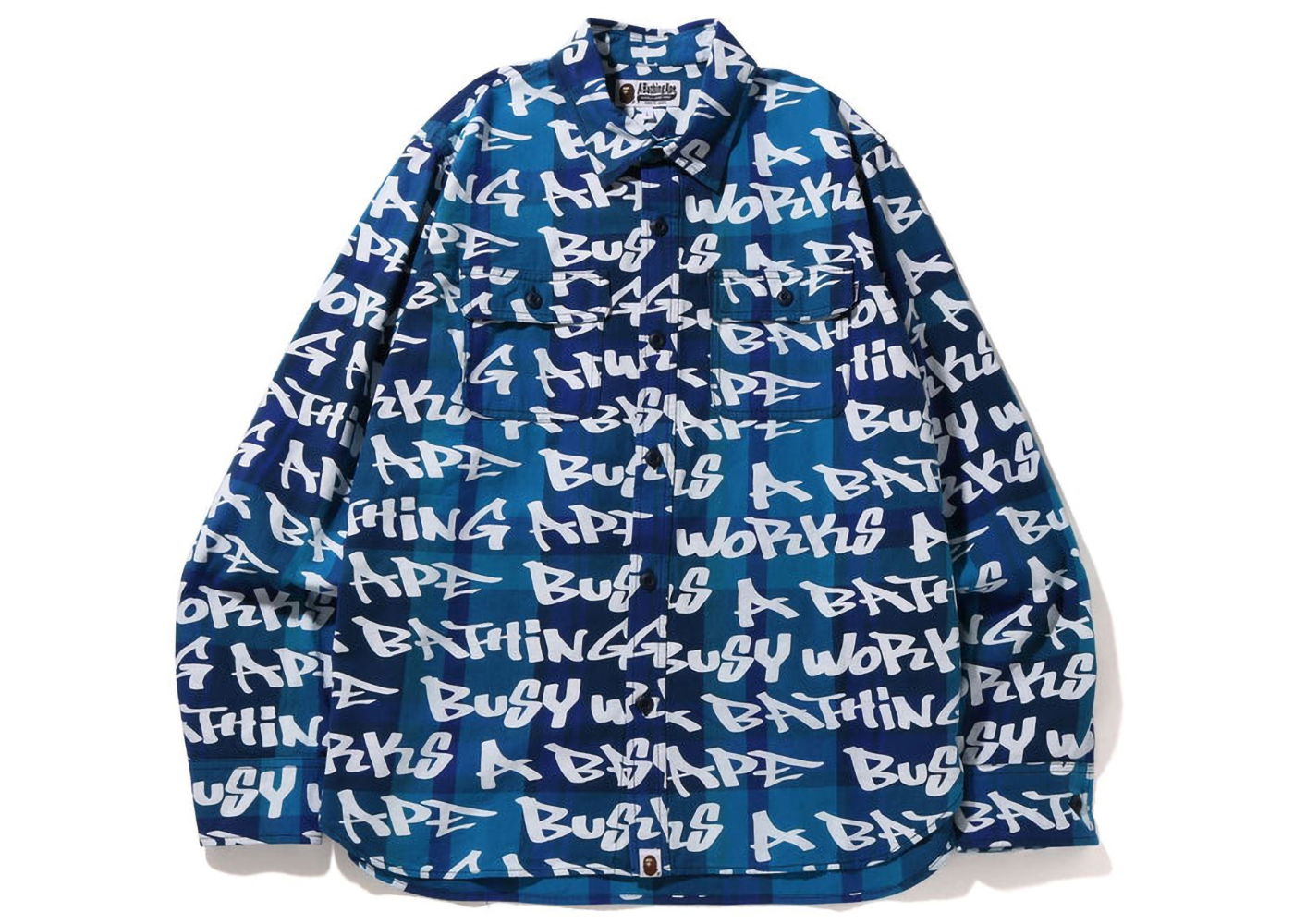 Риза BAPE Graffiti Check Shirt Синьо | 1I80-131-003, 0