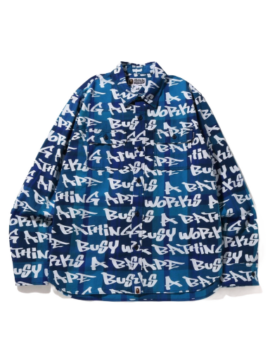 Риза BAPE Graffiti Check Shirt Синьо | 1I80-131-003