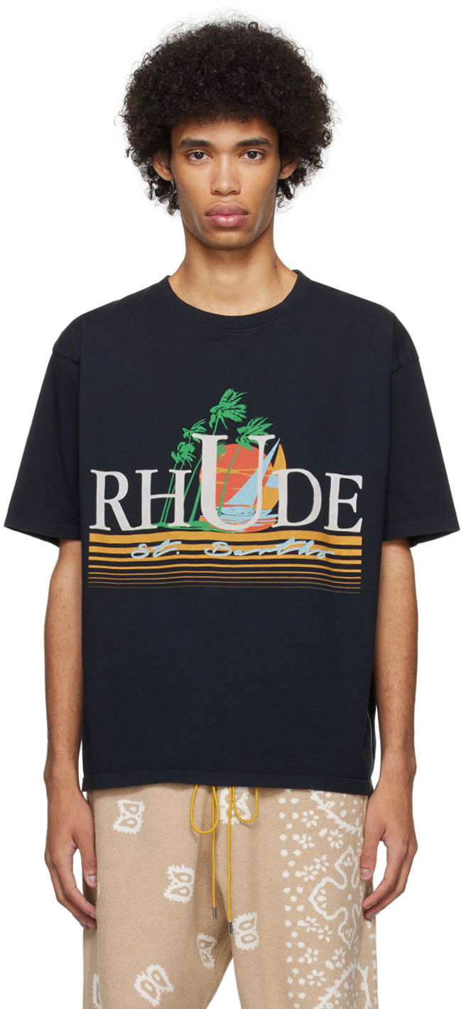 Тениска Rhude Tropics T-Shirt Черно | RHPS24TT33012610