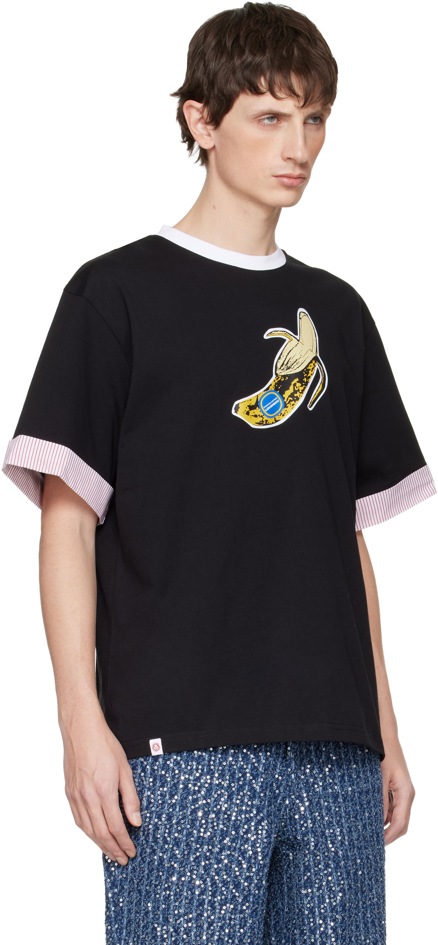Тениска Charles Jeffrey Loverboy Charles Jeffrey LOVERBOY Banana Graphic Turn Up T-shirt Черно | 052080501, 1
