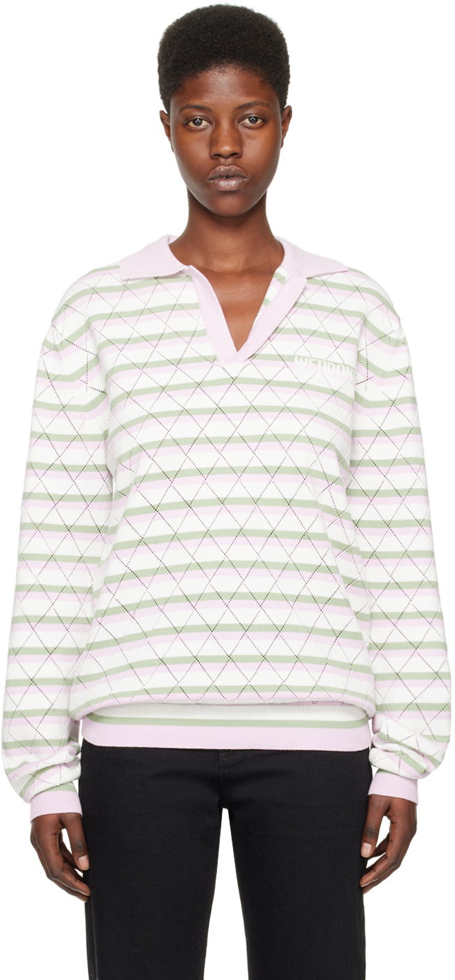 Пуловер We11done We11done Striped Knit Polo Shirt Многоцветен | WD-KT0-24-639-U-LP, 0