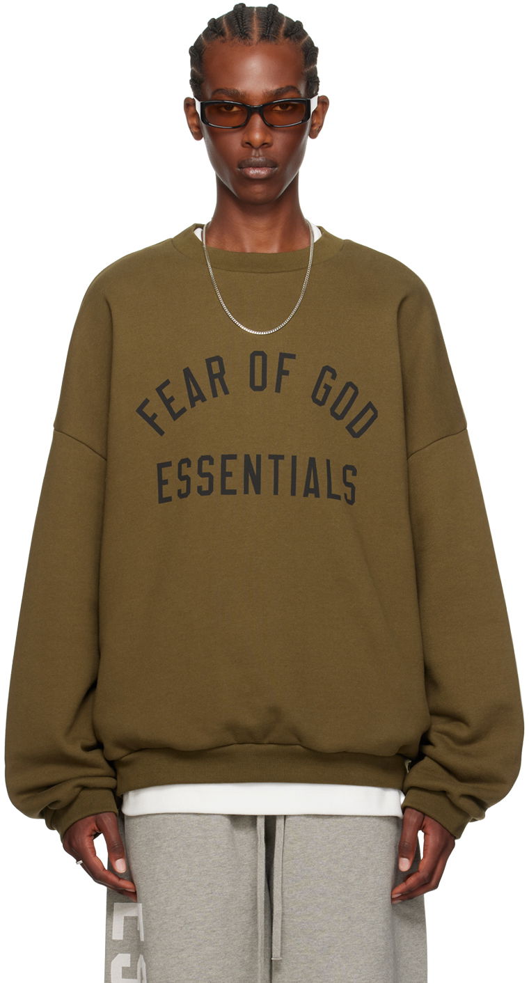 Пуловер Fear of God Essentials Crewneck Sweatshirt Зелено | 192BT246264F