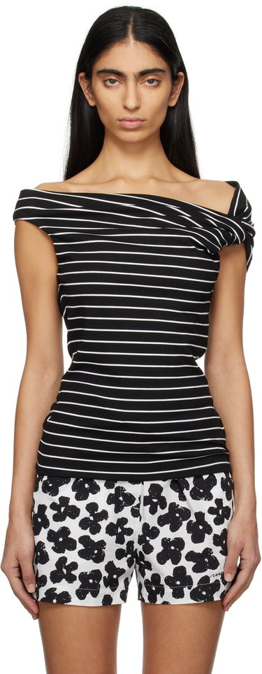 Потник MSGM MSGM Striped Off-Shoulder Top Черно | 3841MDM02 257115, 0