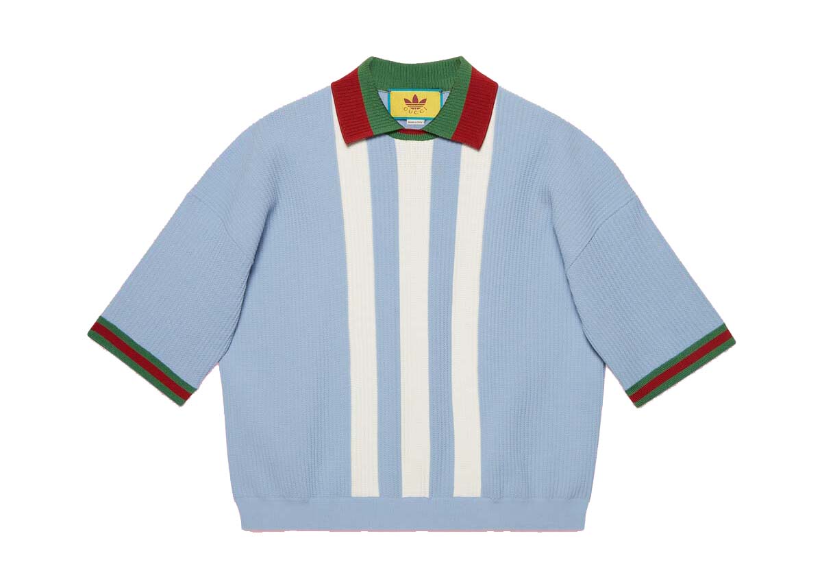 Поло тениска Gucci adidas x Viscose Polo Light Blue Синьо | ‎700482 XKCDS 4748, 0
