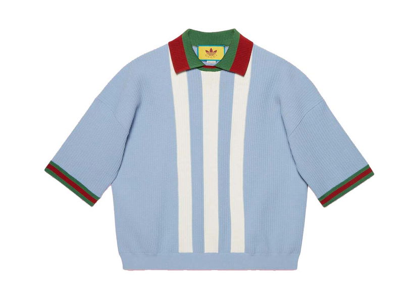 Поло тениска Gucci adidas x Viscose Polo Light Blue Синьо | ‎700482 XKCDS 4748