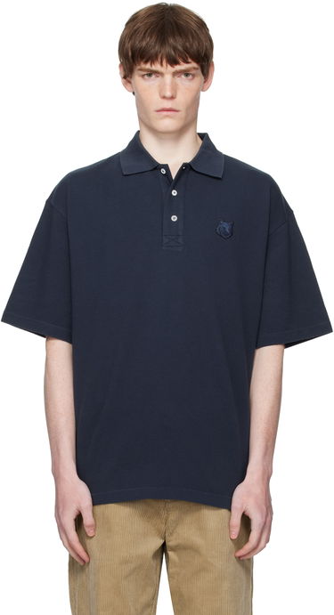 Поло тениска MAISON KITSUNÉ Maison Kitsuné Fox Head Patch Oversize Polo Тъмно синьо | PM00211KP0001, 0