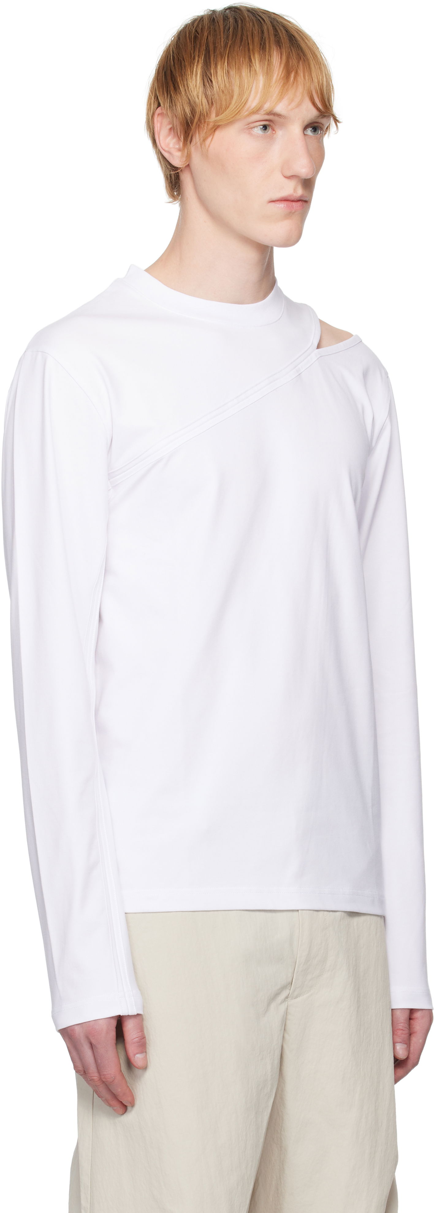 Тениска HELIOT EMIL HELIOT EMIL Pleistos Cutout Long Sleeve T-Shirt Бяло | SS25_M_09_135_WHT02, 1
