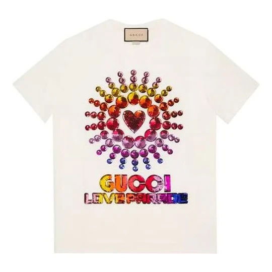 Тениска Gucci Love Parade Oversized T-shirt White Бяло | 615044 XJEN4 9088
