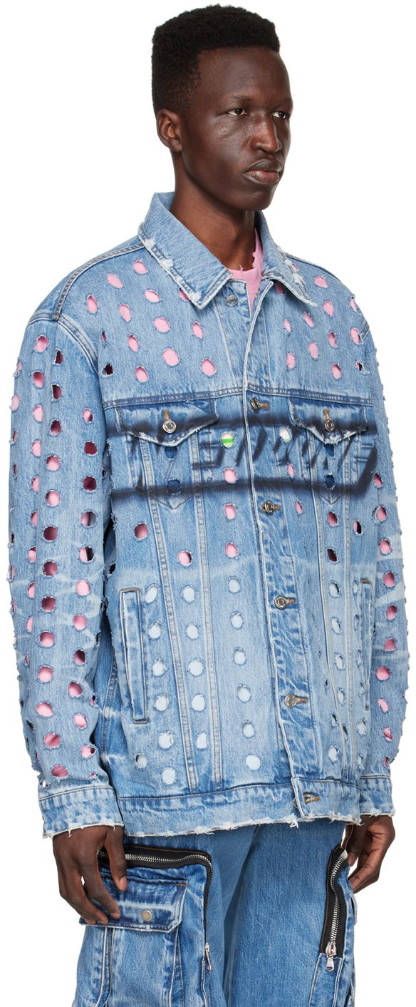 Яке We11done We11done Logo Distressed Denim Jacket Синьо | WD-DJ1-22-355-U-BL, 1