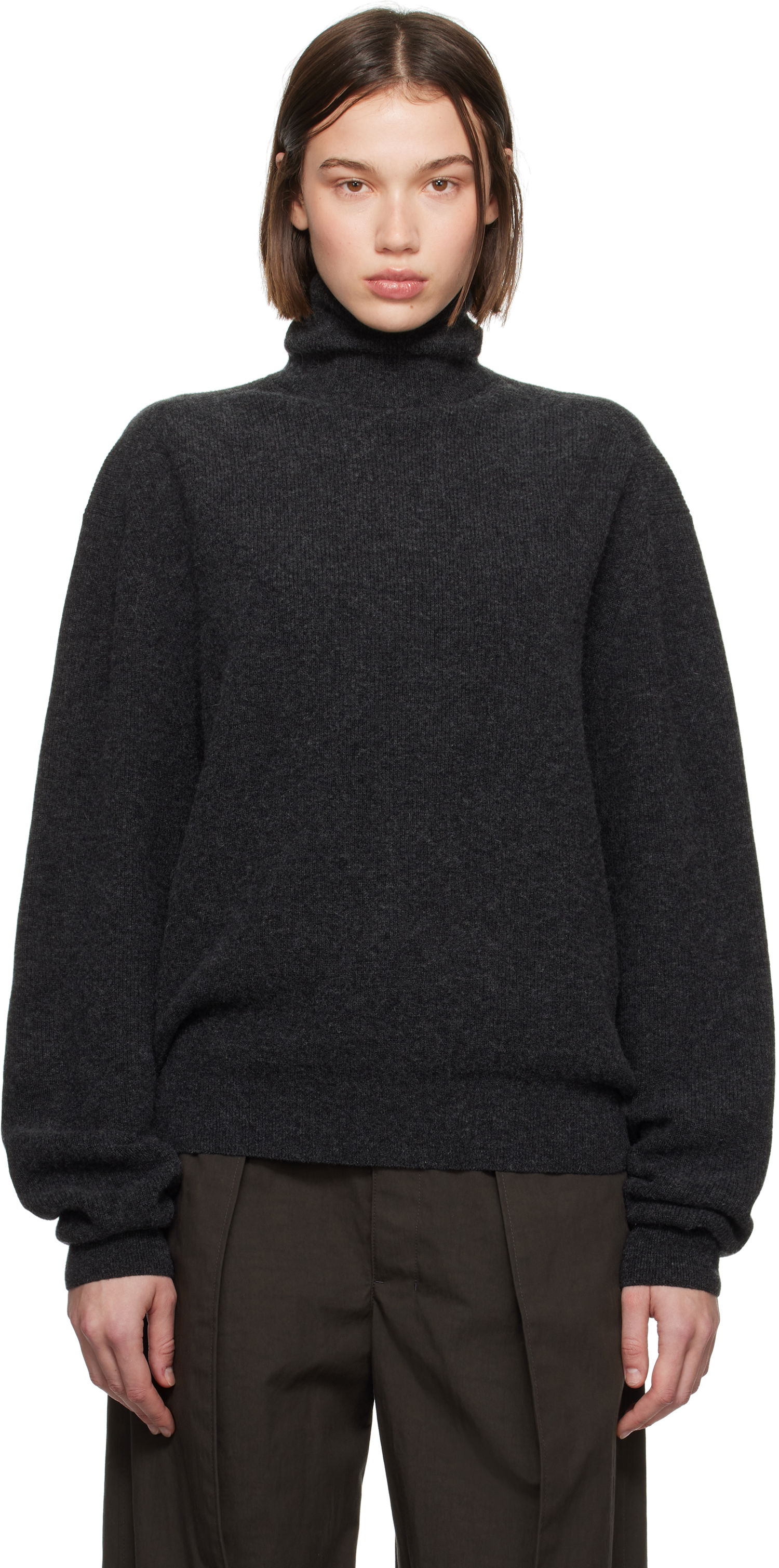 Пуловер LEMAIRE LEMAIRE Ribbed Turtleneck Sweater Сиво | TO1315 LK1026, 0