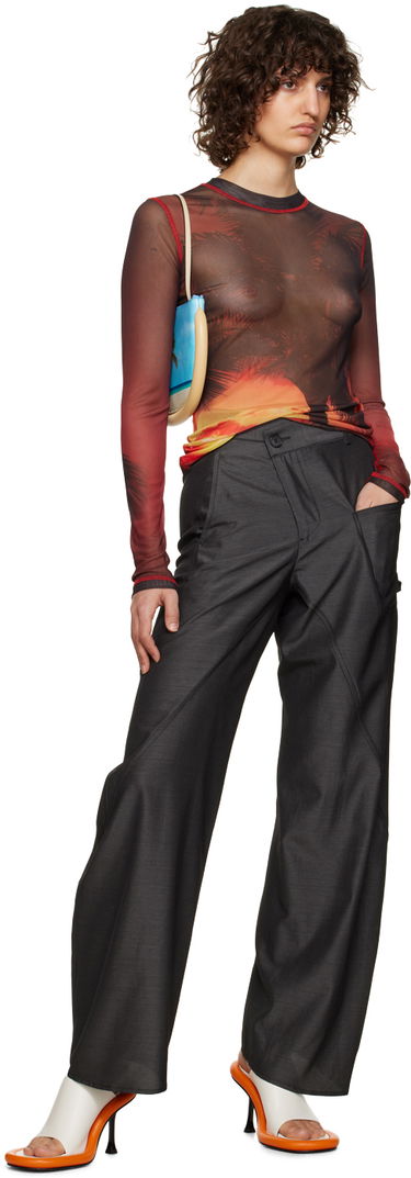 Тениска JW Anderson JW Anderson Sunset Palm Sheer Long Sleeve T-Shirt Червено | JO0138-PG1266, 3