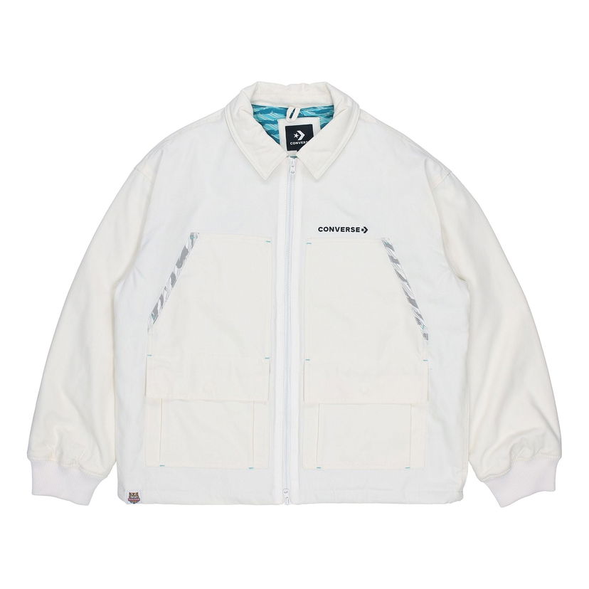 Яке Converse New Year Series Logo Print Lapel Jacket Бяло | 10024149-A01