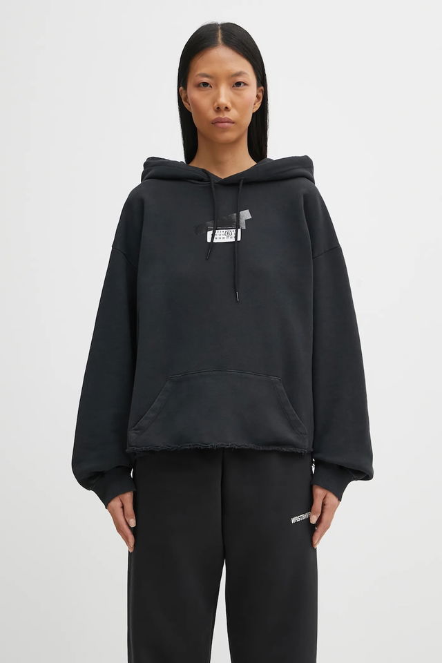 MM6 Maison Margiela Hooded Sweatshirt with Distressed Hem