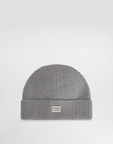 Шапка Dolce & Gabbana Dolce & Gabbana Knit Beanie with Metal Logo Tag Сиво | GX05KTJDVA1N0495, 2