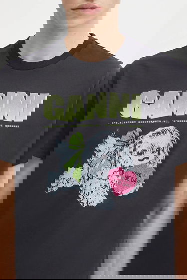 Тениска GANNI Basic Cotton Jersey Neon Puppy T-Shirt Черно | T4333, 6