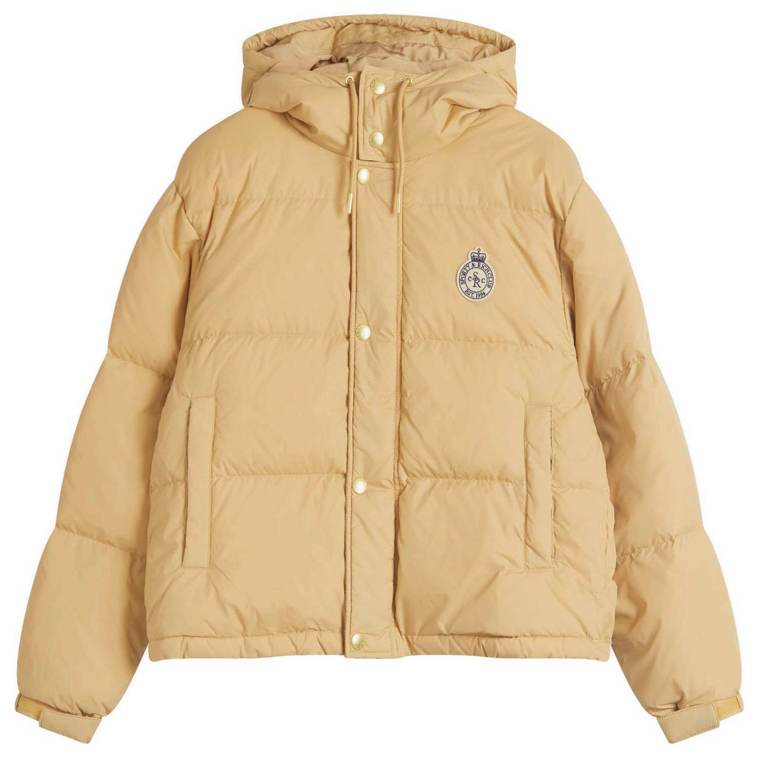 Пухо яке Sporty & Rich Sporty & Rich Crown Logo Hooded Puffer Jacket, Size Large Бежово | OW020500202BE01-BEI, 1