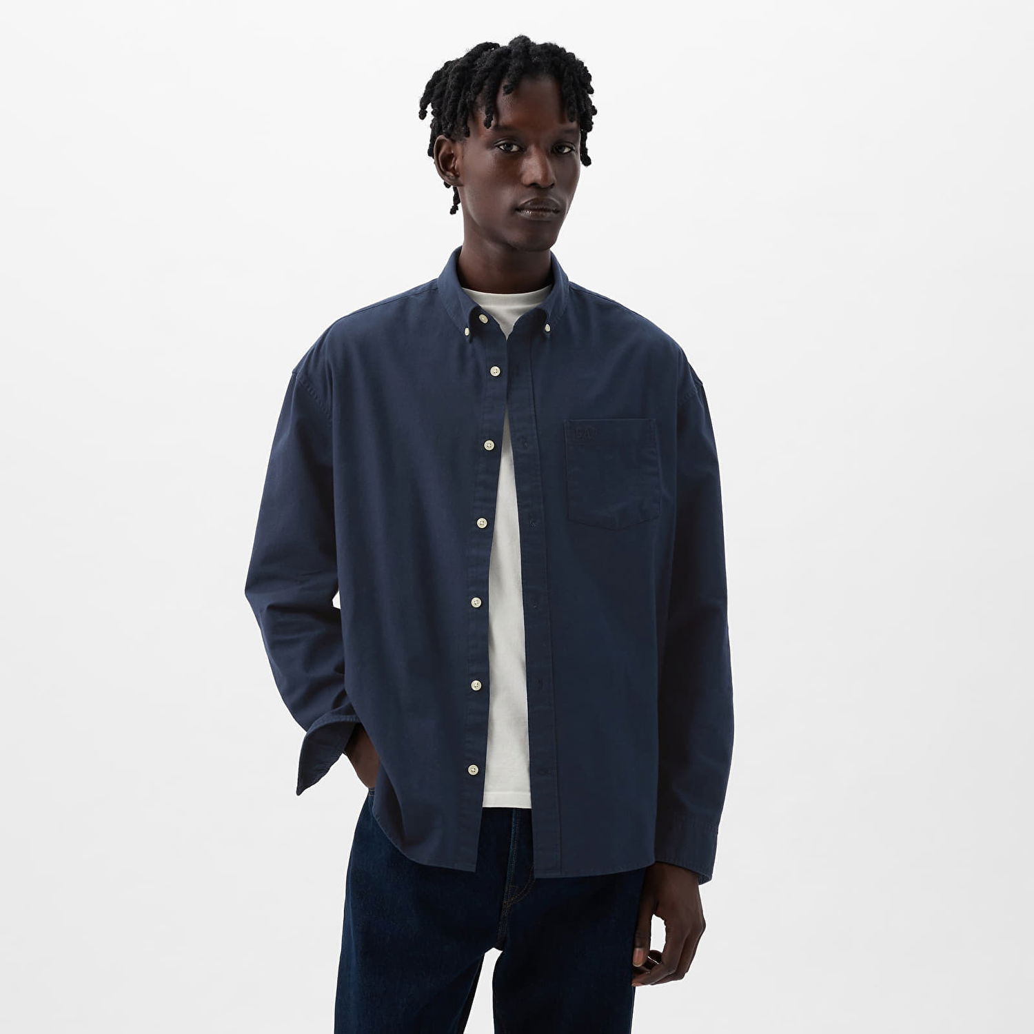 Риза GAP Shirt Standard Logo Oxford Shirt Tapestry Navy XS Черно | 887258-01, 0