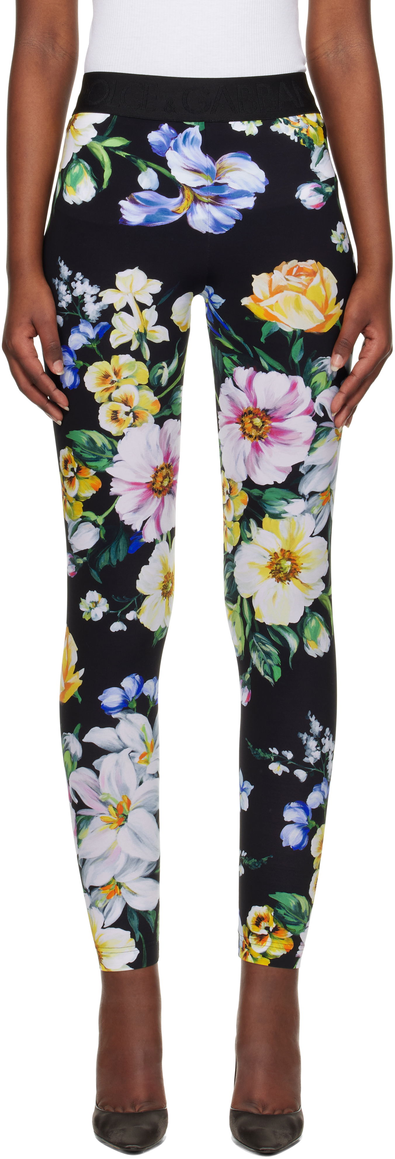 Клинове Dolce & Gabbana Dolce&Gabbana Floral Print Leggings Черно | FTB5TT FSG8L, 0