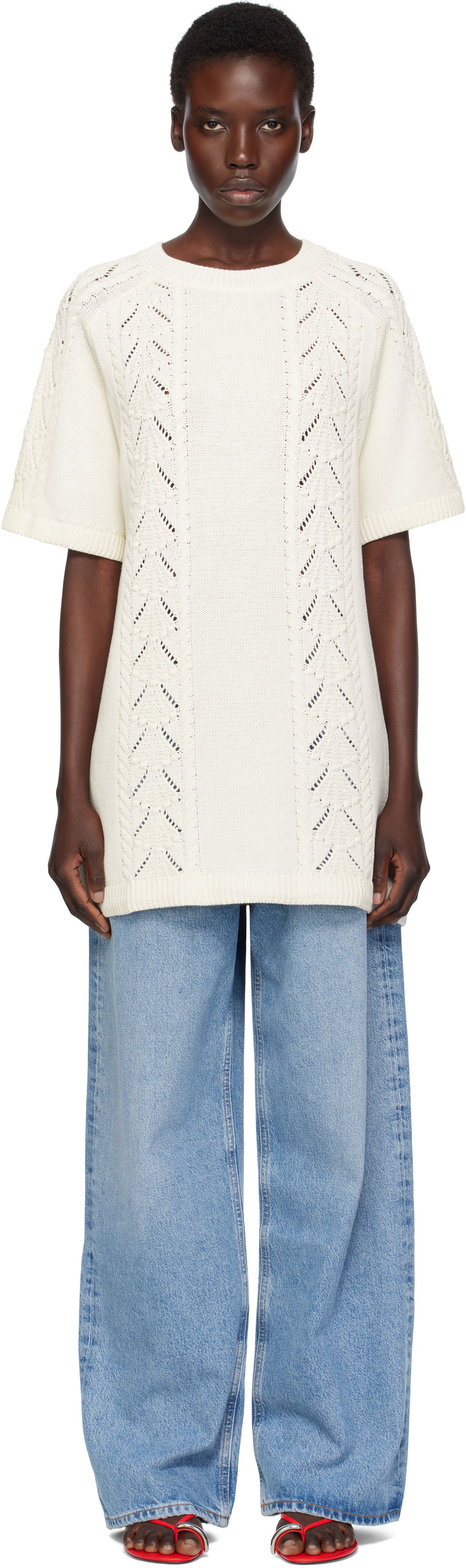 Пуловер Loulou de Saison Loulou de Saison Arman Knit Top Бяло | ARMAN, 0