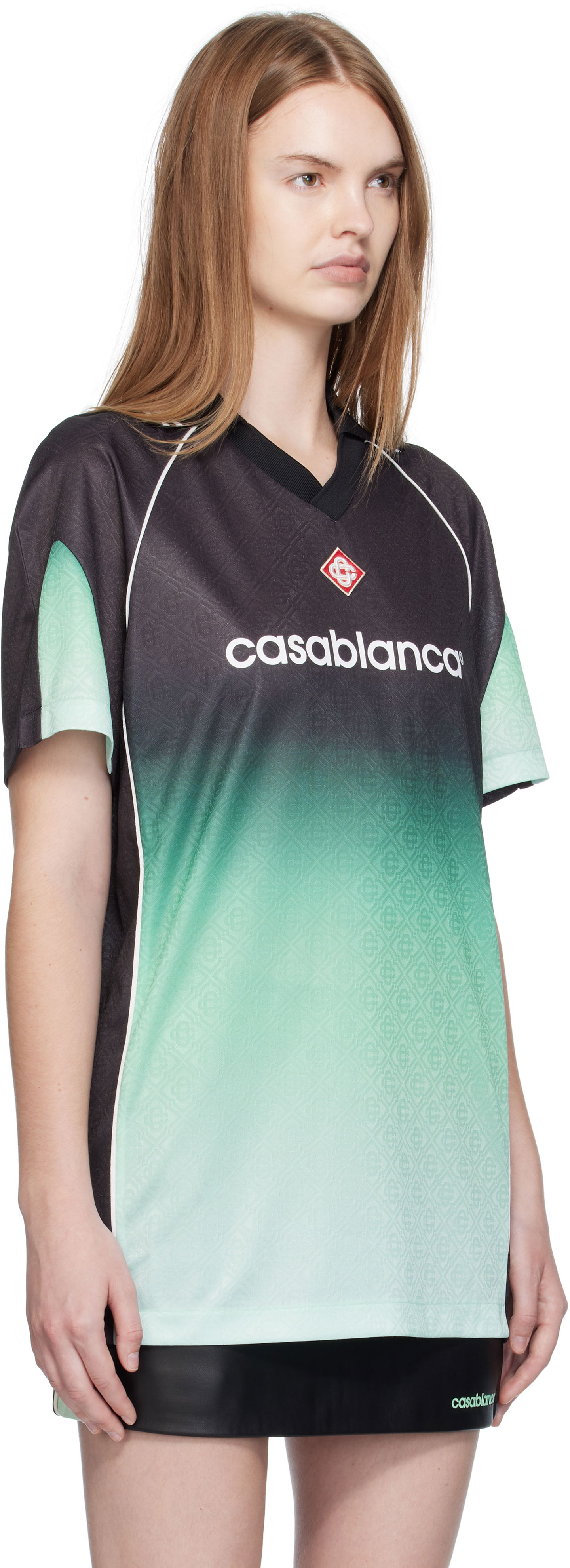 Тениска Casablanca Casablanca Gradient Monogram Jacquard Football T-shirt Зелено | U-WPF25-JTP-375-01, 1