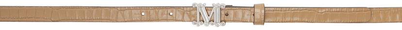 Колани Max Mara Max Mara Crocodile-Print Leather Belt with Monogram Buckle Бежово | 2424506091600