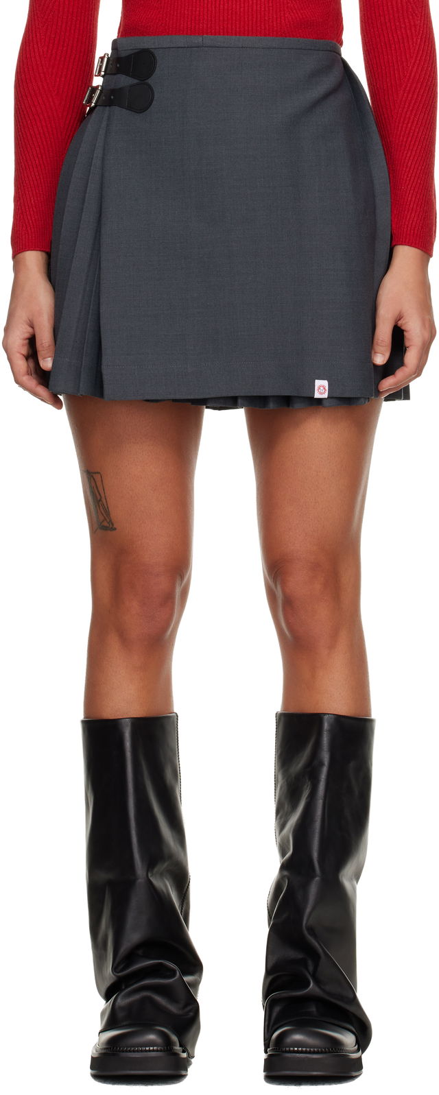 Charles Jeffrey LOVERBOY Pleated Kilt Miniskirt with Buckle Details